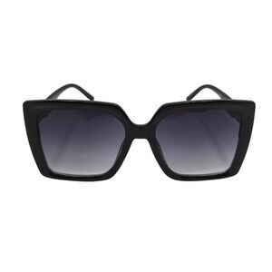Vintage 1970s Inspired Oversize Plastic Frame Sunglasses Black